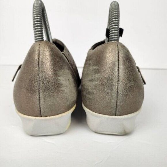 Drew Metro Casual Shoes Slip On Metallic Champagne Gold Leather Womens 6.5W Wide - Picture 4 of 8